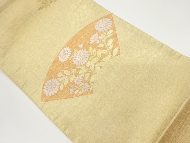 JAPANESE KIMONO / VINTAGE FUKURO OBI / WOVEN KIKU & SAKURA
